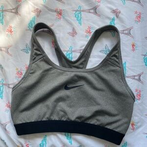 Nike Women's Charcoal and Black Sports Bra